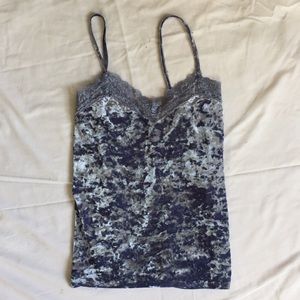 Crushed velvet blue tank top